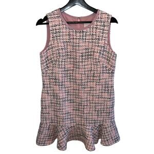 Gal Meets Glam Annika Pink Tweed Ruffle Hem Shift Dress Size 4 NWOT